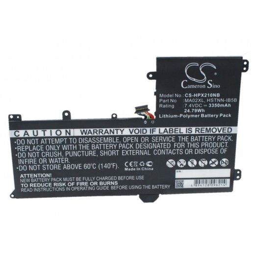 Аккумулятор CameronSino CS-HPX210NB для ноутбука HP SlateBook 10 X2, SlateBook 101, 7.4В, 3350 мАч, 24.79 Вт, Li-Polymer, черный