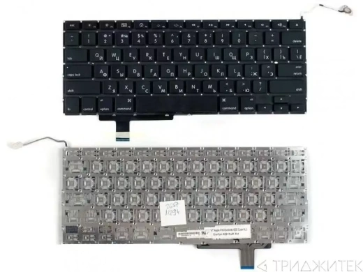 Клавиатура для ноутбука Apple MacBook A1297 чёрная, плоский Enter
