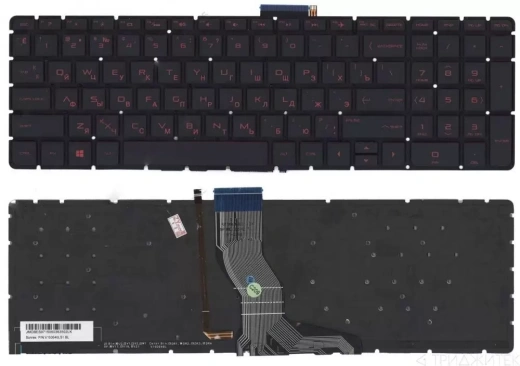 Клавиатура для ноутбука HP Omen 17-W000, 17-W100, 17-W200, 17-AN000, 17-AN001CA, 17-AN008CA, 17-AN010CA, 17-AN020CA, 17-AN030CA черная с красной подсветкой