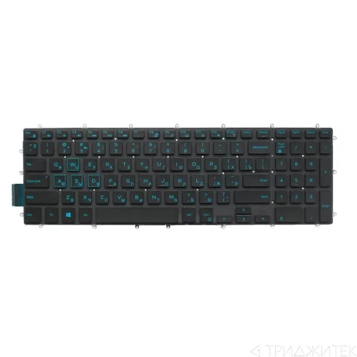 Клавиатура для ноутбука Dell Inspiron G3 15-3579, 15-7566 черная, без рамки, с голубой подсветкой