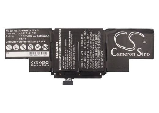 Аккумулятор CameronSino CS-AM1417NB для ноутбука Apple MacBook Pro Core i7 2.3 15" Re, 10.95В, 8600 мАч, 94.17 Вт, Li-Polymer, черный