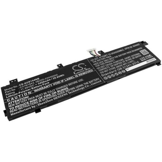 Аккумулятор CameronSino CS-AUS144NB для ноутбука Asus VivoBook S14 S432FA, 11.55В, 3450 мАч, 39.85 Вт, Li-Polymer, черный