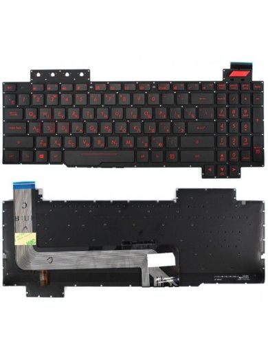 Клавиатура для ноутбука Asus FX63VM, FX63VD, FZ63VM, FZ63VD, ZX63VD, FX503, FX503VD черная с красной подсветкой