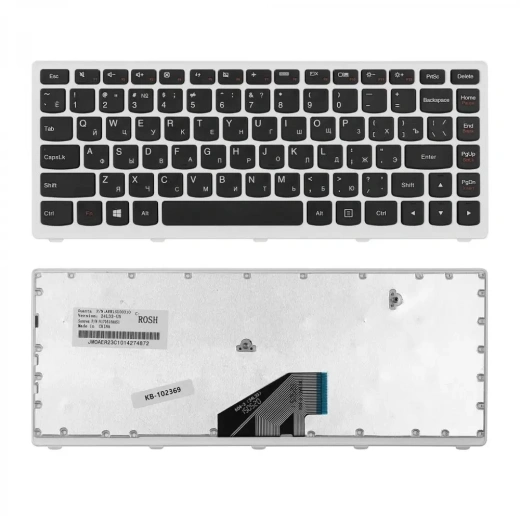 Клавиатура для ноутбука Lenovo ThinkPad U310 Series, чёрная, с белой рамкой, плоский Enter