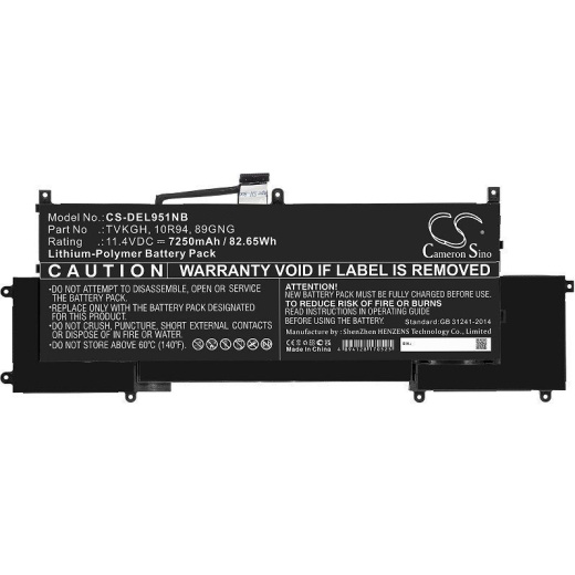 Аккумулятор CameronSino CS-DEL951NB для ноутбука Dell Latitude 9510 2-in-1, 11.4В, 7250 мАч, 82.65 Вт, Li-Polymer, черный