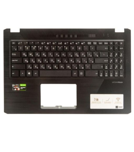 Клавиатура с топкейсом для ноутбука Asus FX505GE, FX505GD, FX505GM, FX505DD, FX505DT, FX505DY, черный, с красными кнопками, с красной подсветкой, с разбора
