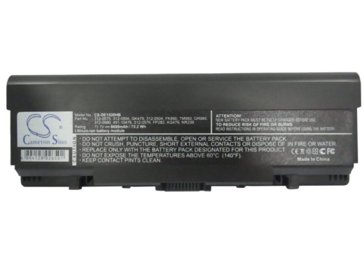 Аккумулятор CameronSino CS-DE1520HB для ноутбука Dell Inspiron 1520, 11.1В, 6600 мАч, 73.26 Вт, Li-ion, черный