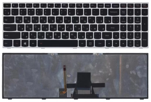 Клавиатура для ноутбука Lenovo IdeaPad G50-70, G50-30 черная с серой рамкой c подсветкой