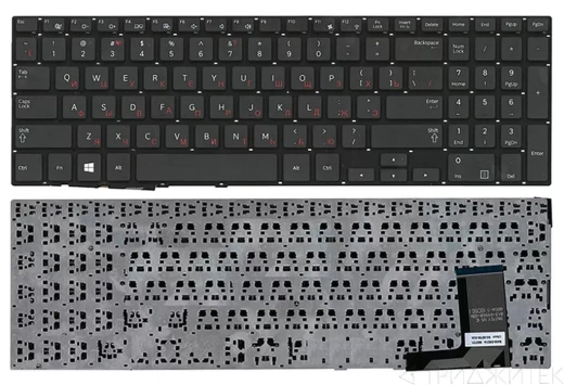 Клавиатура для ноутбука Samsung NP370R5E, NP370R5V, NP450R5E, NP450R5V, NP470R5E, NP510R5E, NP510R5V чёрная, без рамки
