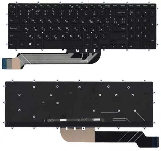 Клавиатура для ноутбука Dell Inspiron 15-5565, 5567, 5570, 7000 чёрная с подсветкой