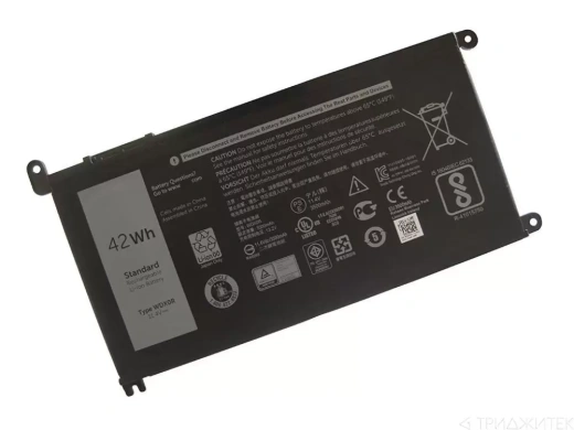 Аккумулятор (акб, батарея) WDX0R, WDXOR для ноутбука Dell Inspiron 13 5000 11.4 В, 3650 мАч