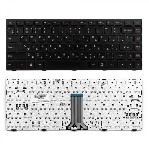 Клавиатура для ноутбука Lenovo IdeaPad 300-15IBR, 300-15ISK, 300-17ISK, 100-15IBD Series, плоский Enter, черная, с рамкой