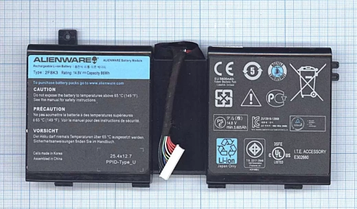Аккумулятор 2F8K3 для ноутбука Dell Alienware M17x R5 5800 мАч, 14.4В (оригинал)
