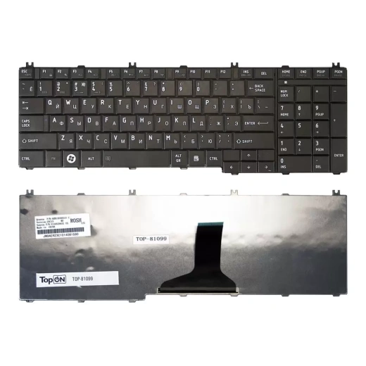 Клавиатура для ноутбука Toshiba Satellite C650, C655, C655D, C660, L650, L655, L670, L675, L750, L755, L775 Series TOP-81099