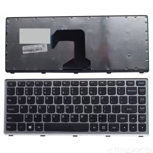 Клавиатура для ноутбука Lenovo IdeaPad S410, U430 черная, верхняя панель в сборе (серебряная)