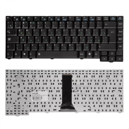 Клавиатура для ноутбука Asus F2, F3, Z53 Series (24 pin). Г-образный Enter. Черная без рамки