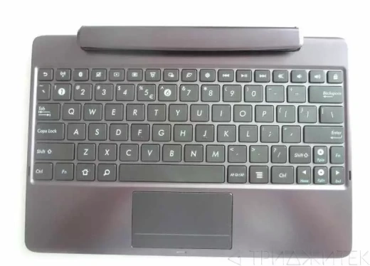 Клавиатура для ноутбука Asus TF210 черная, верхняя панель в сборе (серебряная)