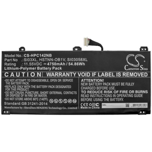 Аккумулятор CameronSino CS-HPC142NB для ноутбука HP Chromebook 14B, 11.55В, 4750 мАч, 54.86 Вт, Li-Polymer, черный