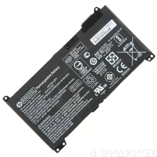 Аккумулятор (акб, батарея) RR03XL для ноутбукa HP ProBook G4 440, 430 G4, 450 G4, 455 G4, 470 G4, Chromebook 14 G4, 430 G5, 450 G5, 470 G5, 440 G5, 455 G5 11.4 В, 4200 мАч