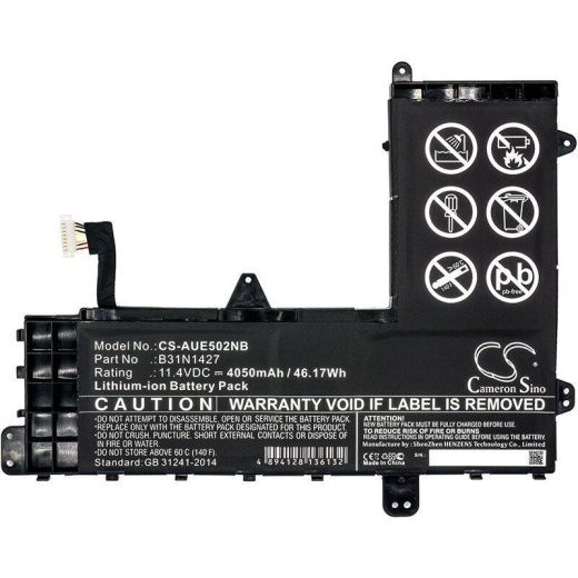 Аккумулятор CameronSino CS-AUE502NB для ноутбука Asus Eee Book E502MA, 11.4В, 4050 мАч, 46.17 Вт, Li-ion, черный