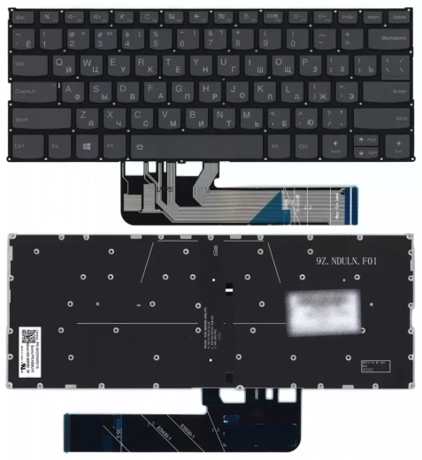 Клавиатура для ноутбука Lenovo Ideapad C340-14API черная топ-панель
