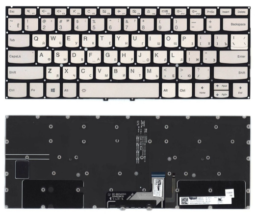 Клавиатура для ноутбука Lenovo Yoga C930-13IKB серебро