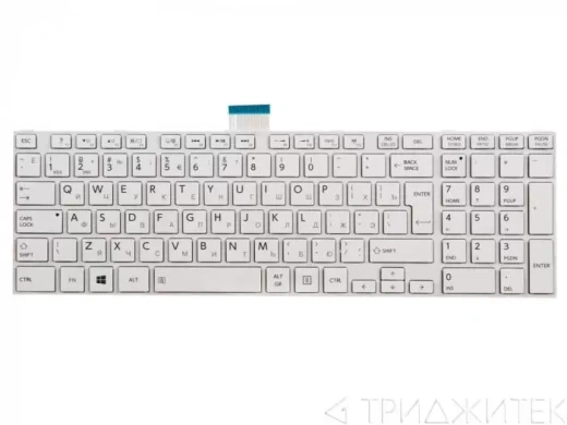 Клавиатура для ноутбука Toshiba Satellite C850, C850D, C855, C855D, L850, L850D, L855, L855D, белая с рамкой, гор. Enter
