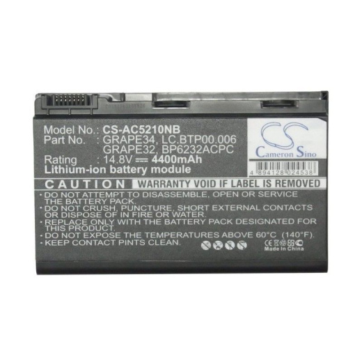 Аккумулятор CameronSino CS-AC5210NB для ноутбука Acer Extensa 5120, Extensa 5210, 14.8В, 4400 мАч, Li-ion, черный