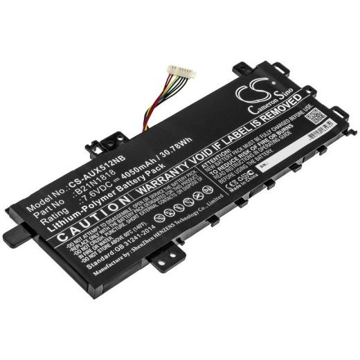 Аккумулятор CameronSino CS-AUX512NB для ноутбука Asus ASUS X712FA-GC102T, R564DK, 7.6В, 4050 мАч, 30.78 Вт, Li-Polymer, черный
