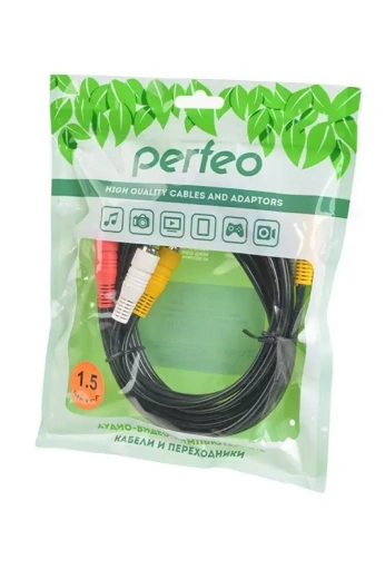 Кабель PERFEO R3103 3xRCA вилка - 3xRCA вилка, длина 1,5 м.