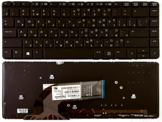 Клавиатура для ноутбука HP Probook 430 G2, 440 G0, 440 G1, 440 G2, 445 G1, 445 G2 чёрная, с рамкой, с подсветкой