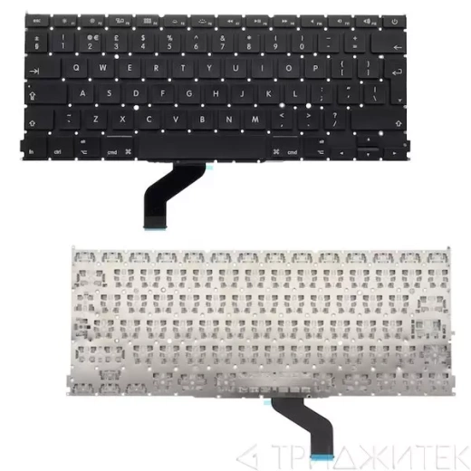 Клавиатура для ноутбука Apple MacBook A1425 чёрная, большой Enter