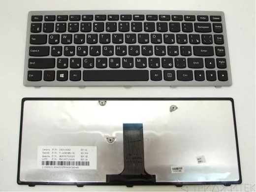 Клавиатура для ноутбука Lenovo IdeaPad G400S, рамка серебряная