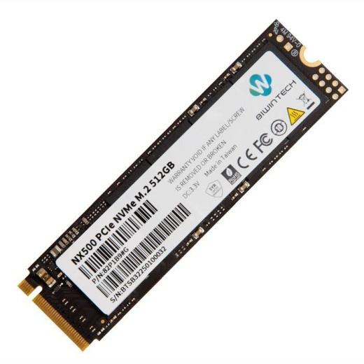 SSD M.2 BiwinTech 512Gb NX500 Series <82P1B9#G> (PCI-E 3.0 x4, up to 2000/1600MBs, 3D NAND, 290TBW, 22х80mm)