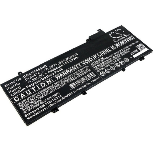 Аккумулятор CameronSino CS-LVT480NB для ноутбука Lenovo ThinkPad T480s, 11.58В, 4600 мАч, 53.27 Вт, Li-Polymer, черный