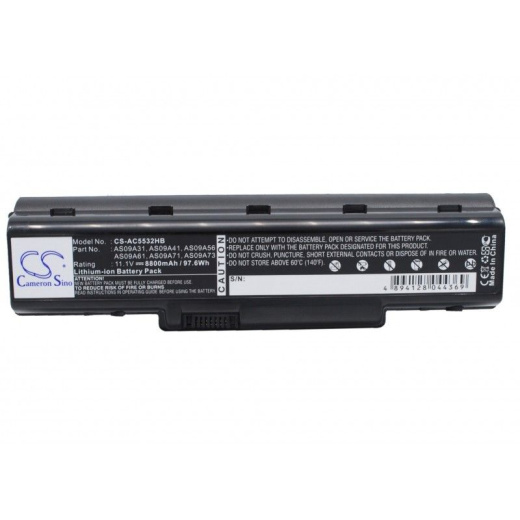 Аккумулятор CameronSino CS-AC5532HB для ноутбука Gateway NV52, NV5207U, NV5211U, 11.1В, 8800 мАч, Li-ion, черный