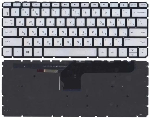 Клавиатура для ноутбука HP Envy 13-d серебристая с подсветкой