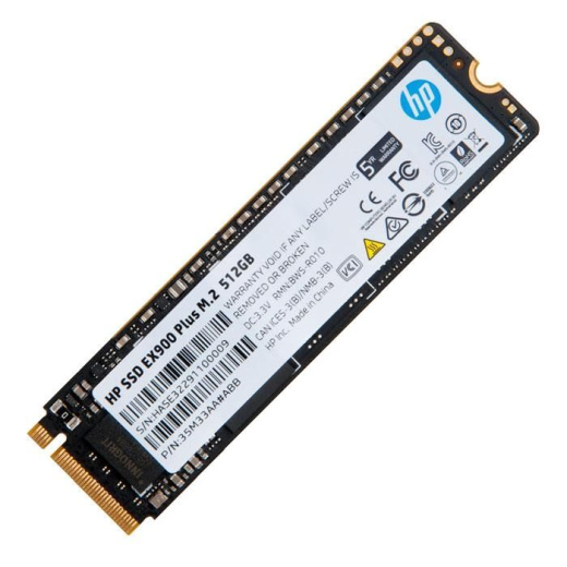 SSD M.2 HP 512Gb EX900 Plus Series <35M33AA#ABB> (PCI-E 3.0 x4, up to 3200/2200MBs, 3D NAND, 200TBW, NVMe, 22х80mm)