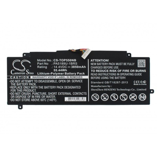 Аккумулятор CameronSino CS-TOP550NB для ноутбука Toshiba Satellite P55W, Satellite P55W-B, 14.4В, 3850 мАч, 55.44 Вт, Li-Polymer, черный