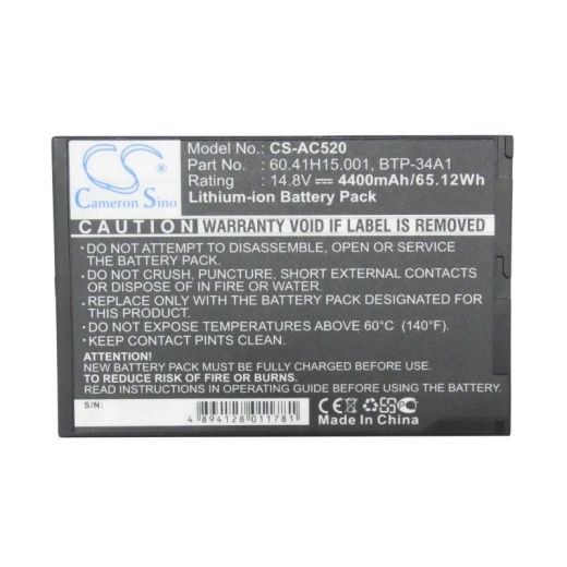 Аккумулятор CameronSino CS-AC520 для ноутбука Acer TravelMate 520, TravelMate 520iT, 14.8В, 4400 мАч, Li-ion, серый