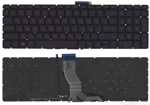 Клавиатура для ноутбука HP Omen 17-W000, 17-W100, 17-W200, черная с красной подсветкой
