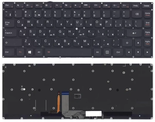 Клавиатура для ноутбука Lenovo Yoga 4 pro Yoga 900 черная с подсветкой