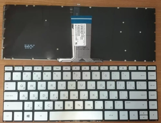 Клавиатура для ноутбука HP Pavilion 14-bs, 14-br, 14-bf, 14-bk серебряная, с подсветкой