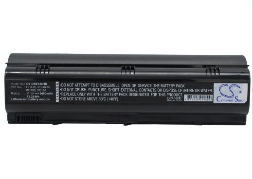 Аккумулятор CameronSino CS-DBE120HB для ноутбука Dell Inspiron 1300, Inspiron B120, Inspiron B130, 11.1В, 6600 мАч, 73.26 Вт, Li-ion, черный