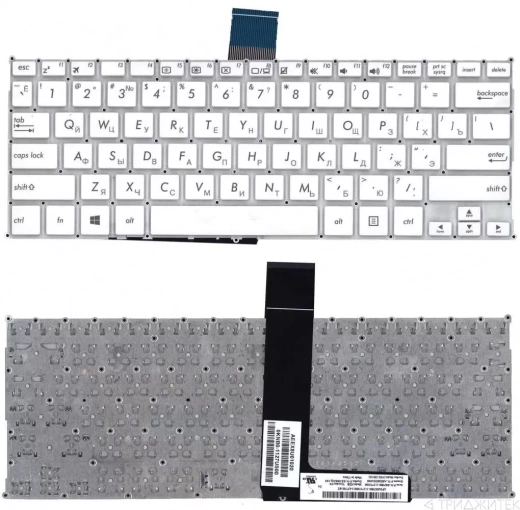 Клавиатура для ноутбука Asus F200CA, F200LA, F200MA, X200CA, X200LA, X200MA белая, без рамки