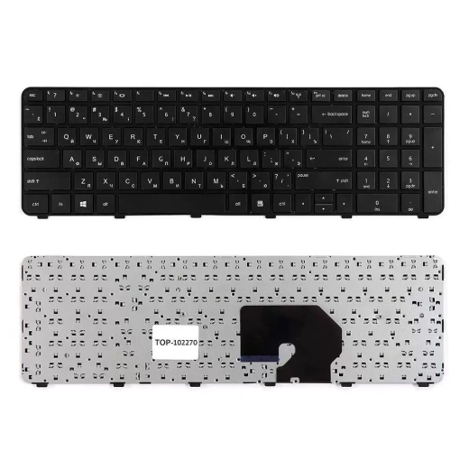 Клавиатура для ноутбука HP Pavilion DV7-6000, DV7-6100, DV7-6b00, DV7-6c00 Series. Плоский Enter. Черная, с черной рамкой
