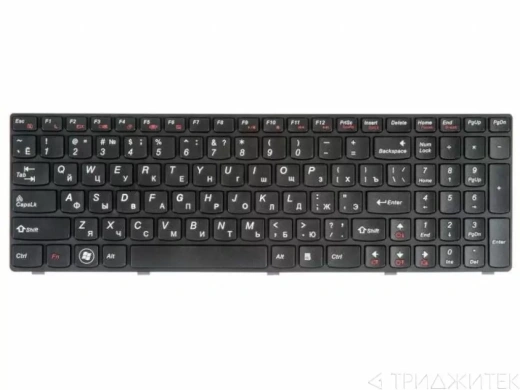 Клавиатура для ноутбука Lenovo IdeaPad Y570, Y570A, Y570D, Y570G, Y570M, Y570N, 570I, Y570NT, Y570P, черная с рамкой, горизонтальный Enter