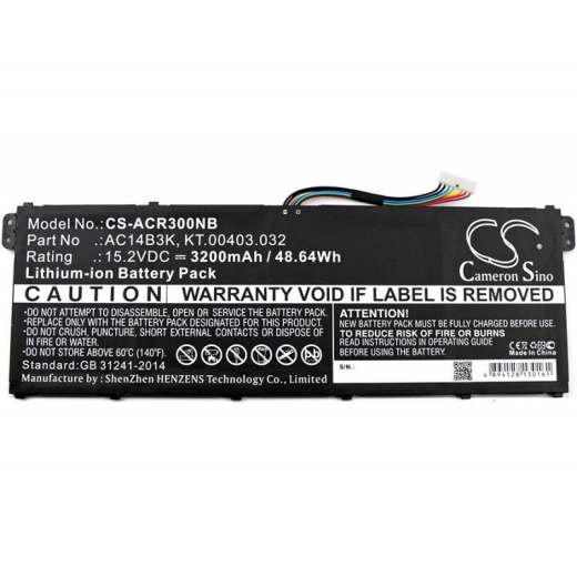 Аккумулятор CameronSino CS-ACR300NB для ноутбука Acer Aspire ES15, Aspire ES1-572, 15.2В, 3200 мАч, 48.64 Вт, Li-ion, черный