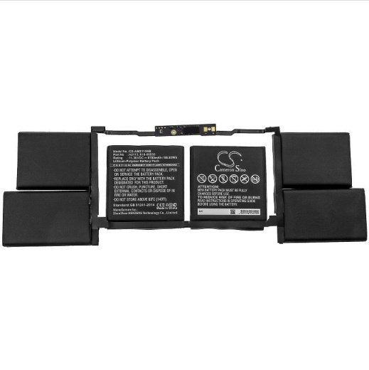 Аккумулятор CameronSino CS-AM2113NB для ноутбука Apple A2141, MacBook Pro 16 2019, 11.36В, 8700 мАч, 98.83 Вт, Li-Polymer, черный
