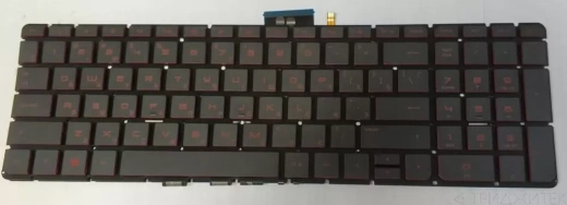 Клавиатура для ноутбука HP Pavilion 15-ab, 15-ae, 15-ak, 15-bc, 15-cd, 17-ab, 17-g, HP Omen 15-ax, 15-cb черная, без рамки, красные кнопки, с подсветкой